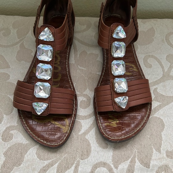 Sam Edelman Shoes - Sam Edelman Brown Gladiator Sandals with Crystal Embellishments